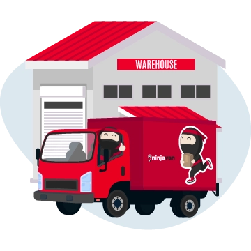 A delivery truck leaving the Ninja Van warehouse in Shah Alam