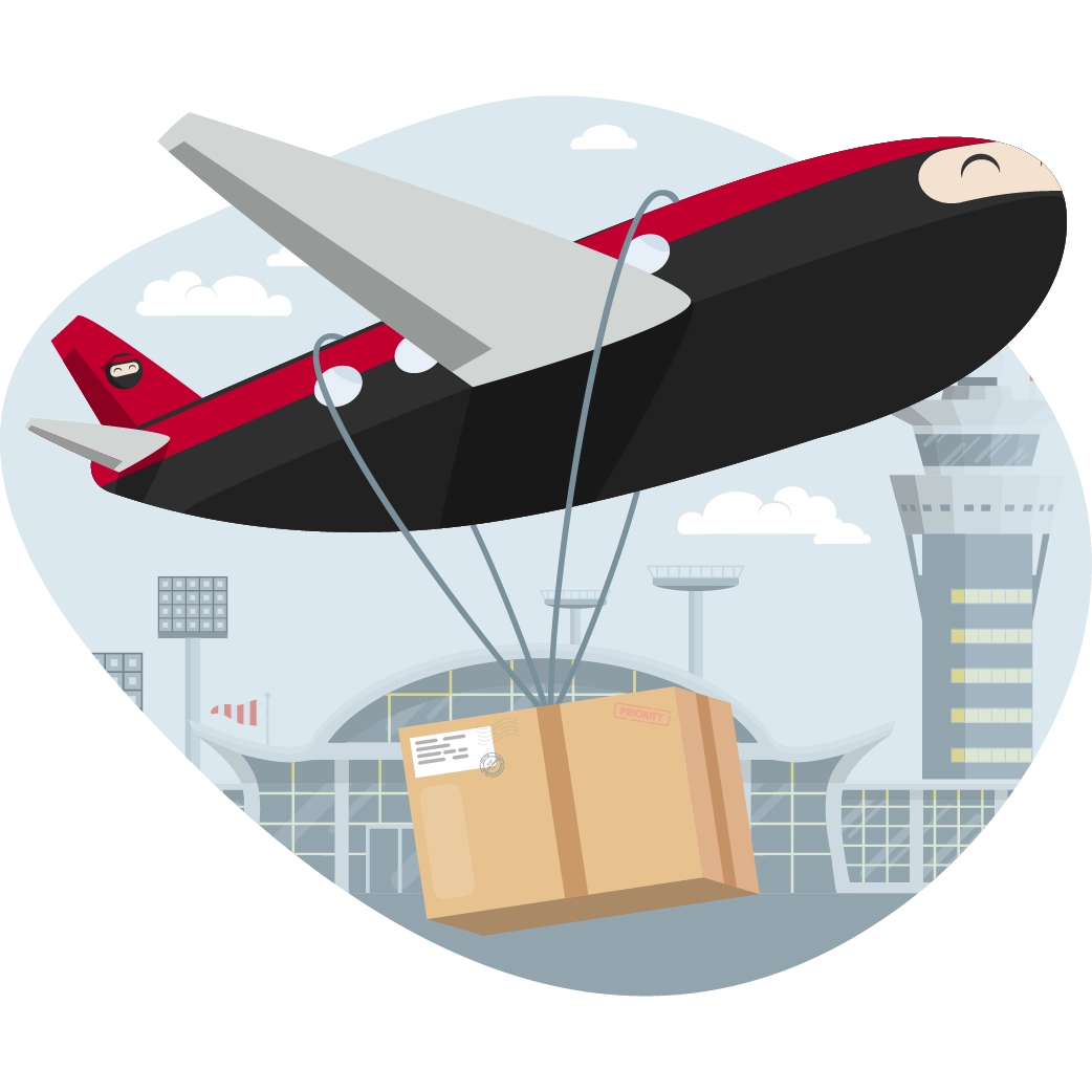 an image showing a freight being lifted by a Ninja Van aeroplane for shipments with at least 45 kilogram