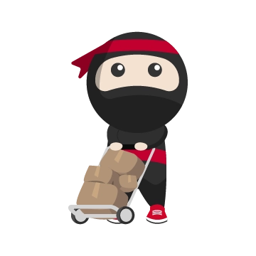 an image of Ryo pushing a trolley with parcels for Ninja Van delivery