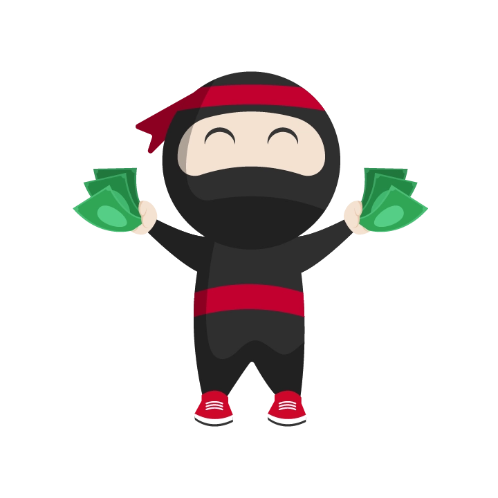 Ryo holding cash on both hands as he got rewarded for referring his buddies to Ninja Van through Ninja Buddies program