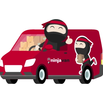 an image of Ryo driving a Ninja Van's van full of parcels for the last mile delivery of international shipping